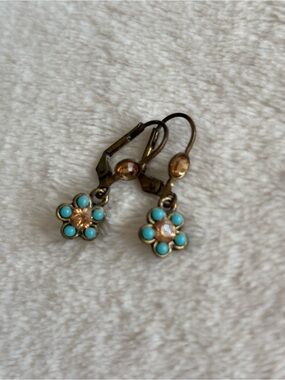 Michal Negrin Turquoise Flower Drop Earrings